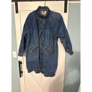 90s VTG BARN COAT DENIM Jacket Medium Long Jean Jacket BE IN THE CURRENT SEEN 16